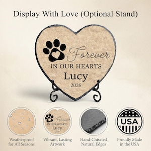 Pet Garden Stone Personalized, Dog Grave Marker, Forever In Our Hearts Memorial SD-20A image 2