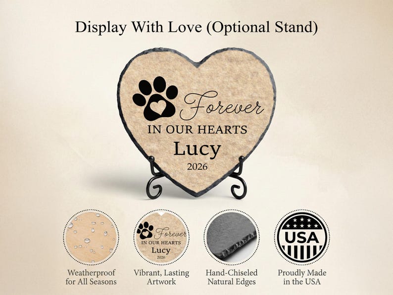 Pet Garden Stone Personalized, Dog Grave Marker, Forever In Our Hearts Memorial SD-20A image 2