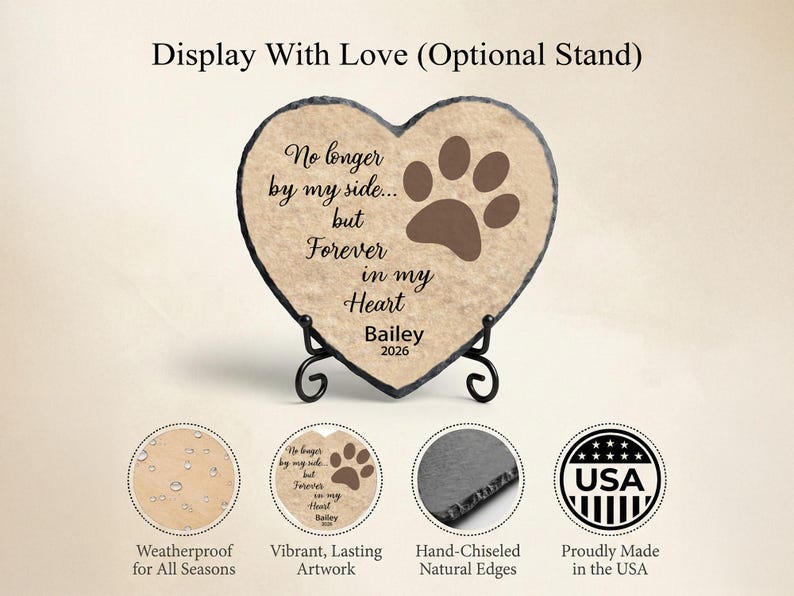 Dog Memorial Stone, Personalized Loss of Dog Sympathy Gift Paw Print Headstone SD-09 Bild 2