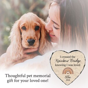 Crossed the Rainbow Bridge Memorial Plaque, Personalized Pet Memorial ...