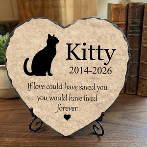Heart Rock Memorial Cat Loss Gift, Personalized Slate Stone Grave Marker SD-32 image 5