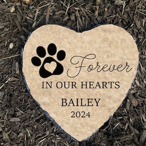 Heart Rock Memorial Pet Loss Gift, Personalized Slate Stone - 6 inch SD-20