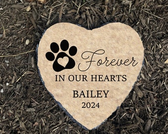 Heart Rock Memorial Pet Loss Gift, Personalized Slate Stone - 6 inch