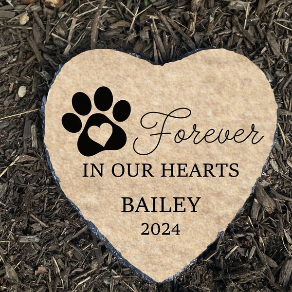 Heart Rock Memorial Pet Loss Gift, Personalized Slate Stone - 6 inch