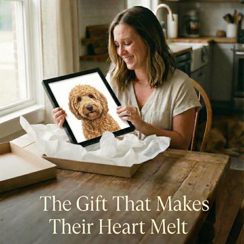 Custom Dog Portrait From Photo, Pet Memorial Gift, Personalized Dog Mom Art, Modern Print image 2