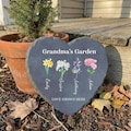 Personalized Garden Stone, Grandmas Birth Flower Gift, Heart Shape SD-201