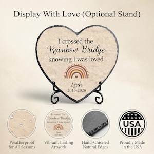 Crossed the Rainbow Bridge Memorial Plaque, Personalized Pet Loss ...