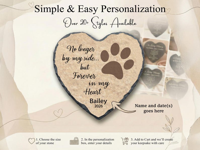 Dog Memorial Stone, Personalized Loss of Dog Sympathy Gift Paw Print Headstone SD-09 Bild 5