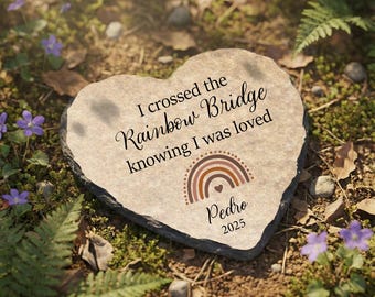 Crossed The Rainbow Bridge Memorial Plaque, Personalized Pet Loss Memorial Gift SD-30