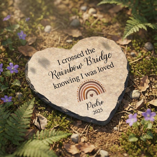 Crossed The Rainbow Bridge Memorial Plaque, Personalized Pet Loss Memorial Gift SD-30