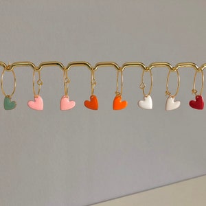 Hoop earrings heart pendant gold-plated in various colors