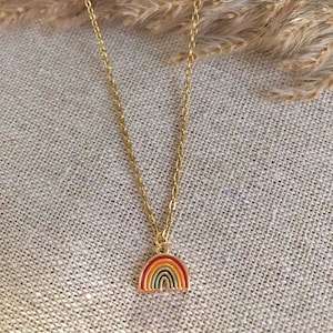 Chain rainbow pendant, sterling silver gold plated