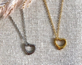 Ciondolo a forma di cuore a catena / oro e argento / argento sterling