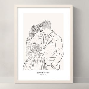 Custom Line Drawing, Custom Family Drawing From Photo, Soulmate Gift, Couple Gift,  Personalized Portrait, Custom Christmas gift