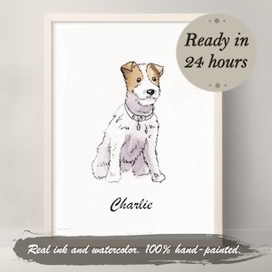 Minimales Haustier Gemälde, Aquarell Haustier Porträt, Haustier Geschenk, Hunde Malerei, Haustier Verlust Geschenk, Aquarell Illustration, Hunde Porträts von Fotos