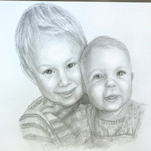 Custom Hand Drawn Portrait Pencil Sketch Graphite Drawing from Photo Gift Personalised Commission