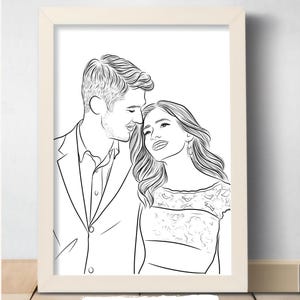 Custom Line Drawing, Custom Family Drawing From Photo, Soulmate Gift, Couple Gift, Christmas Gift, Personalized Portrait