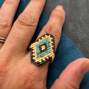 Seed bead ring, handmade ring, miyuki delica ring