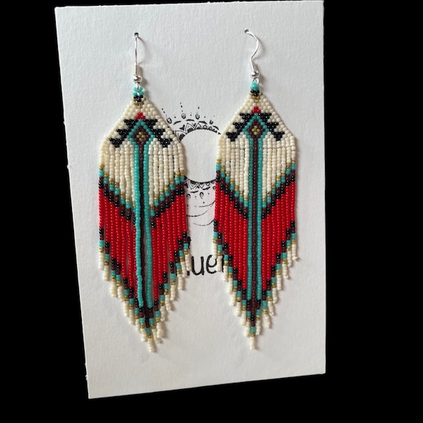 Native earrings, American Indian earrings, miyuki bead earrings