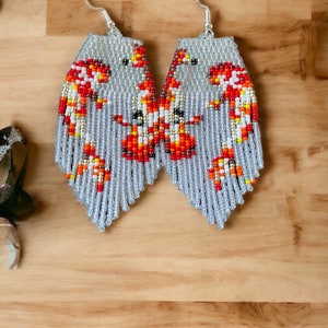 Koi fish earrings, beaded earrings