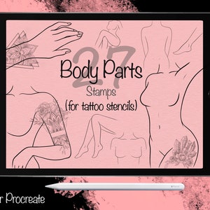 27 Woman Body Parts Stamps for Tattoo Stencils