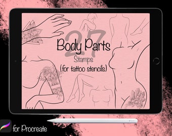 27 Woman Body Parts Stamps for Tattoo Stencils