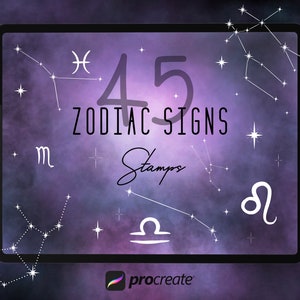 45 Zodiac Signs Stamps for Procreate