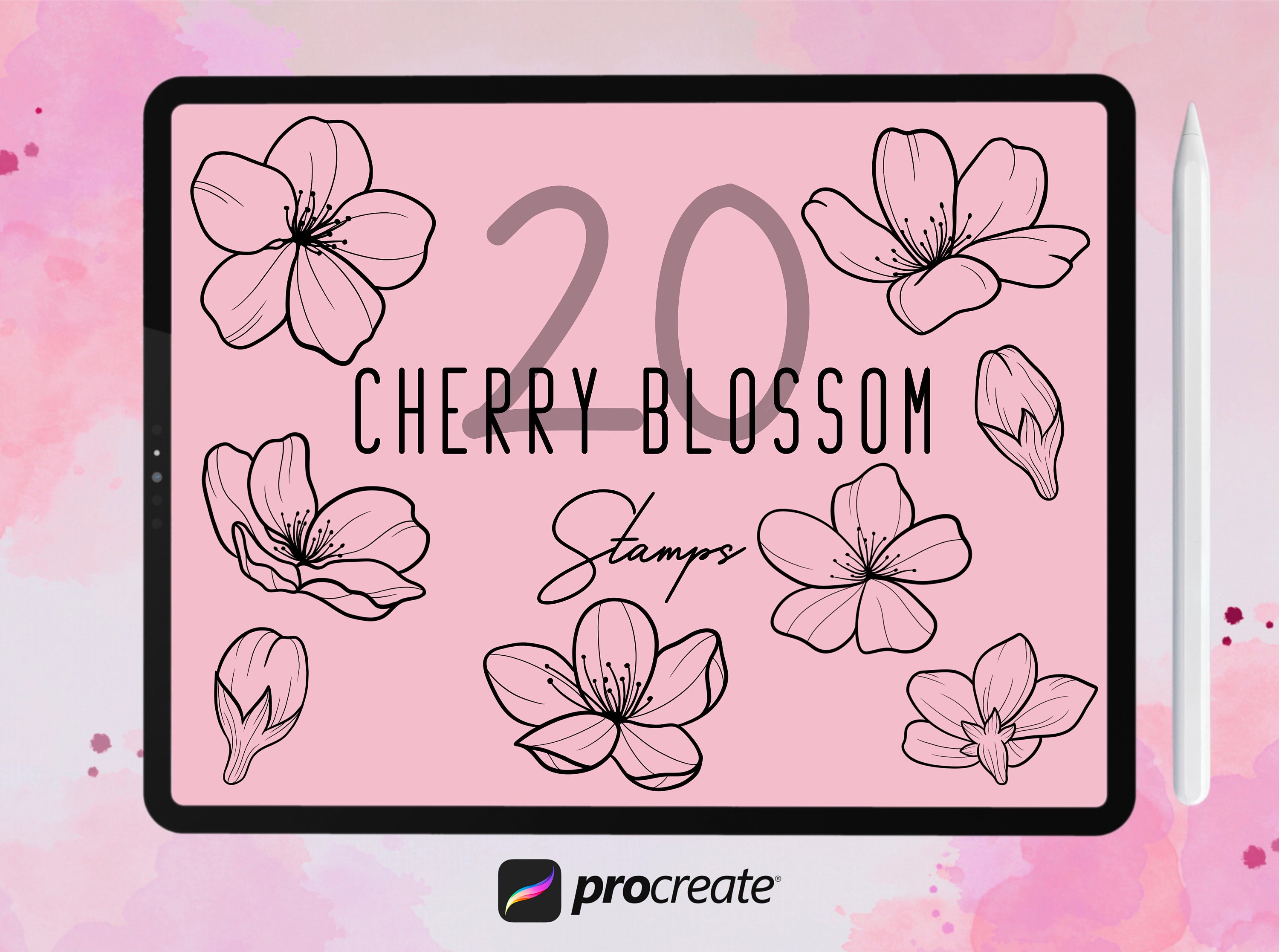 Procreate 20 Cherry Blossom Botanical Stamps Bundle - Etsy