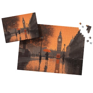 Rainy Twilight at Big Ben | Jigsaw Puzzle (110, 252, 520, 1014-Piece) | Iconic London Landmark | City Rain Scene Art