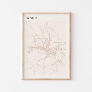 Skopje Map Poster, Skopje Print, Skopje Poster, Skopje Wall Art, North Macedonia, Travel Gift, Farmhouse Art
