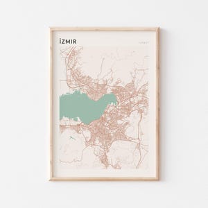 Affiche de carte d'Izmir, impression d'Izmir, affiche d'Izmir, art mural d'Izmir, Turquie, cadeau de voyage, impression minimaliste