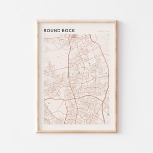Affiche ronde de carte de roche, impression de roche ronde, affiche ronde de roche, art mural rond de roche, Texas, cadeau de voyage, impression minimaliste