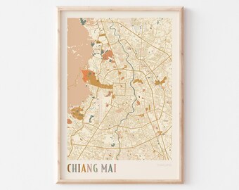 Chiang Mai Map Poster, Chiang Mai Print, Chiang Mai Poster, Chiang Mai Wall Art, Thailand, Travel Gift, Boho Print