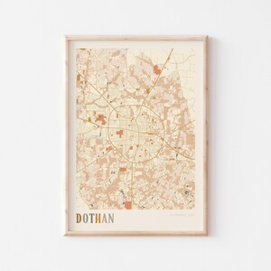 Affiche de carte de Dothan, impression de Dothan, affiche de Dothan, art mural de Dothan, Alabama, cadeau de voyage, art mural bohème