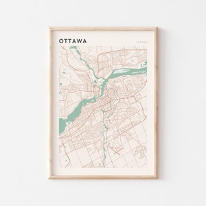 Affiche de carte d'Ottawa, art mural d'Ottawa, plan de la ville d'Ottawa, affiche d'Ottawa, impression de carte d'Ottawa, impression de voyage d'Ottawa, carte d'Ottawa, Canada, Ontario