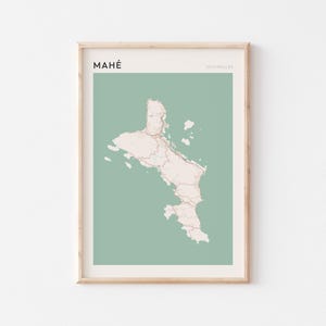 Affiche de carte de Mahé, impression de Mahé, affiche de Mahé, art mural Mahé, Seychelles Afrique, cadeau de voyage, art minimaliste