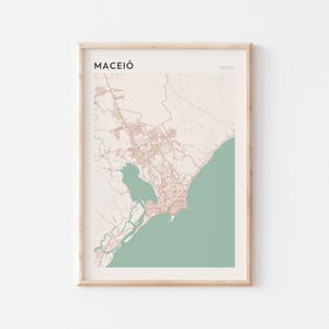 Pôster do mapa de Maceió, impressão de Maceió, pôster de Maceió, arte de parede de Maceió, Brasil, presente de viagem, arte minimalista
