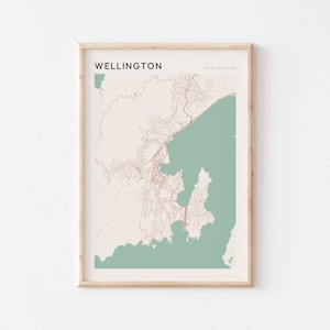 Affiche de carte Wellington, art mural Wellington, carte Wellington, affiche Wellington, impression carte Wellington, impression Wellington, Wellington, Nouvelle-Zélande
