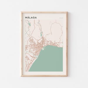 Malaga Map Poster, Malaga Print, Malaga Poster, Malaga Wall Art, Spain, Travel Gift, Minimalist Print