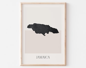 Jamaica Map Print, Minimalist Boho Wall Art (Digital Download)