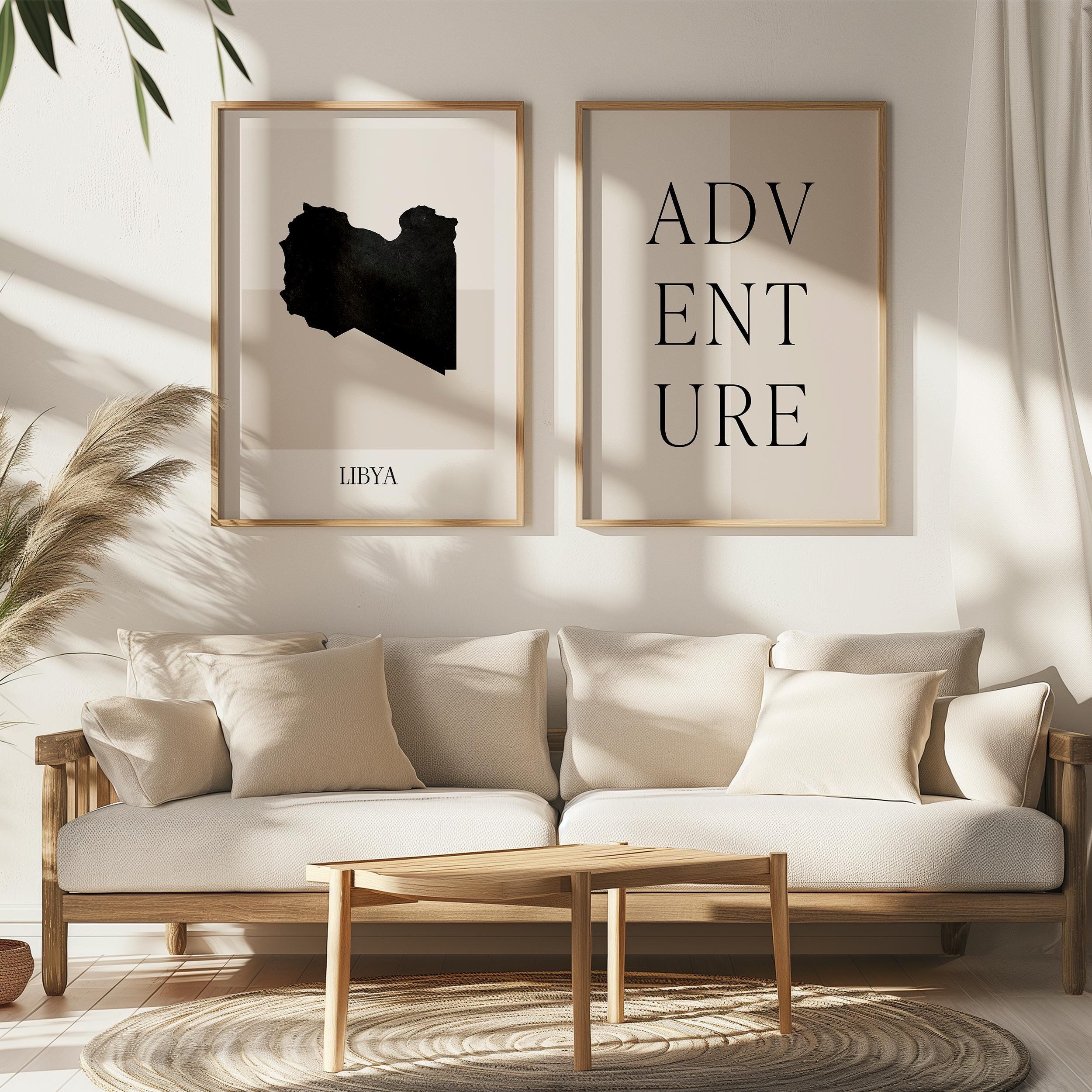 Libya Map Poster, Libya Print, Libya Map Print Minimalist Boho Wall Art ...