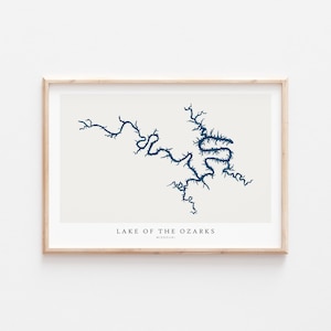 Lago degli Ozarks, Stampa del Lago degli Ozarks, Poster del Lago degli Ozarks, Arte del Lago degli Ozarks, Arte murale del Lago, Stampa della mappa del Lago, Missouri