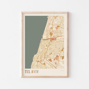 Affiche de carte de Tel-Aviv, impression de Tel-Aviv, affiche de Tel-Aviv, art mural de Tel-Aviv, Israël, cadeau de voyage, affiche bohème