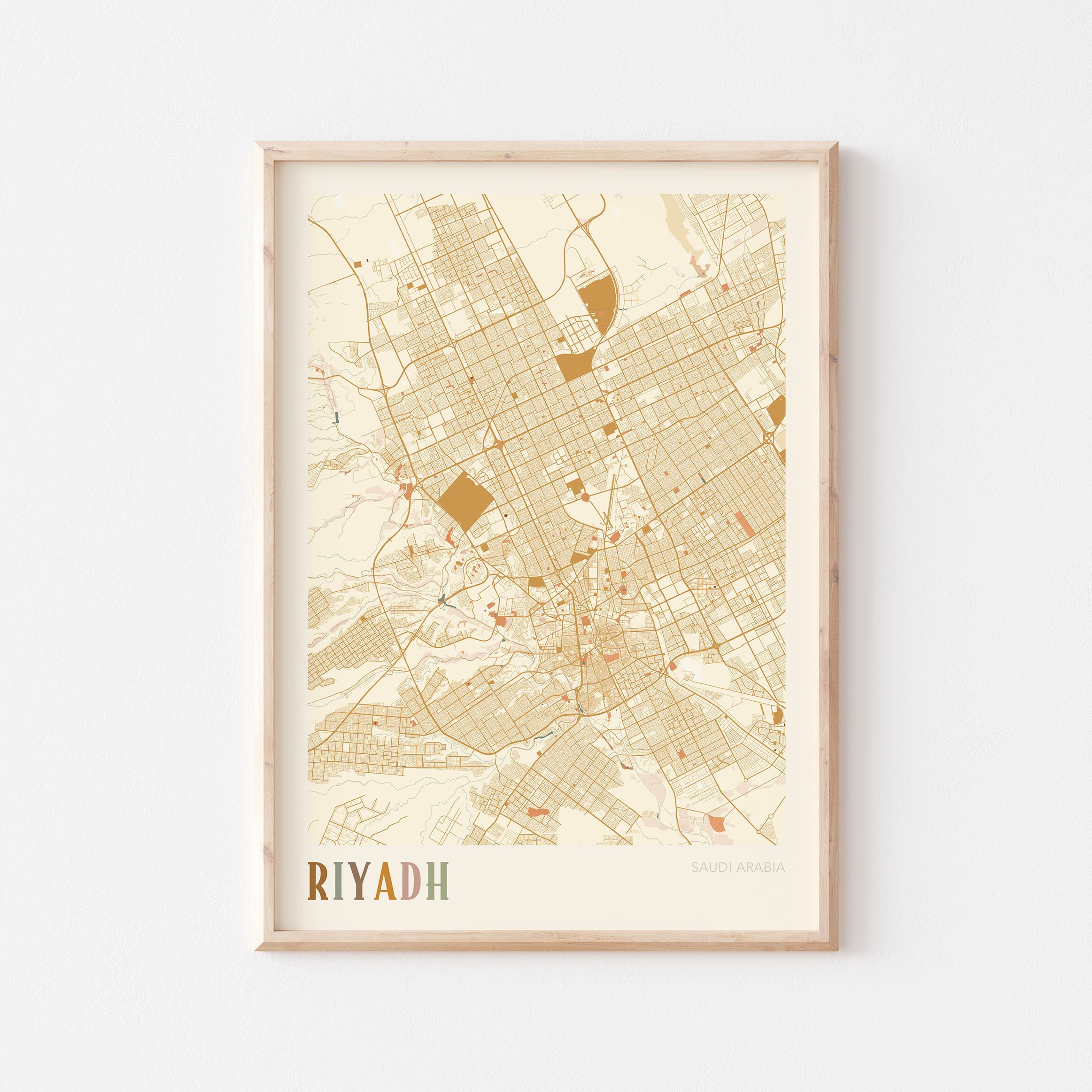 Riyadh Map Poster, Riyadh Wall Art, Riyadh City Map, Map of Riyadh