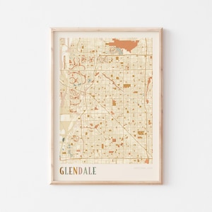 Affiche de carte de Glendale, impression de Glendale, affiche de Glendale, art mural Glendale, Arizona, cadeau de voyage, art mural bohème, cadeau pour parent