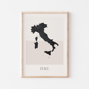 Póster de mapa de Italia, impresión de Italia, impresión de mapa de Italia, arte de pared bohemio minimalista, impresión artística de Italia para decoración del hogar o regalo