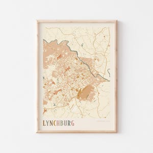 Lynchburg Map Poster, Lynchburg Print, Lynchburg Poster, Lynchburg Wall Art, Virginia, Travel Gift, Boho Decor