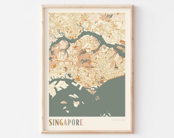 Singapore Map Poster, Singapore Wall Art, Singapore City Map, Singapore Map Print, Singapore Travel Decor, Singapore, Boho Wall Art