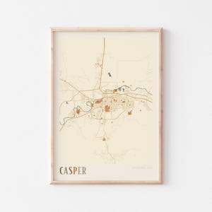 Affiche de carte de Casper, impression de Casper, affiche de Casper, art mural Casper, Wyoming, cadeau de voyage, art mural bohème