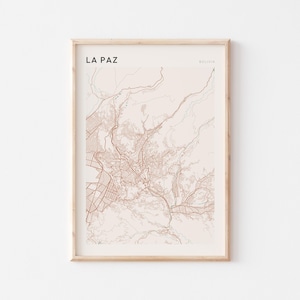 Affiche de carte de La Paz, impression de La Paz, affiche de La Paz, art mural de La Paz, Bolivie, cadeau de voyage, art minimaliste